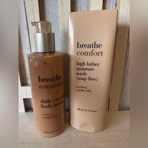 Bath & Body Works Breathe Comfort 24/7 Body Lotion Soothing Vanilla Milk + Wash